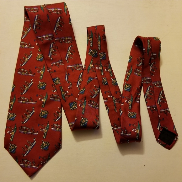 Boats and Ships printed silk tie by Rooster - Picture 6 of 8